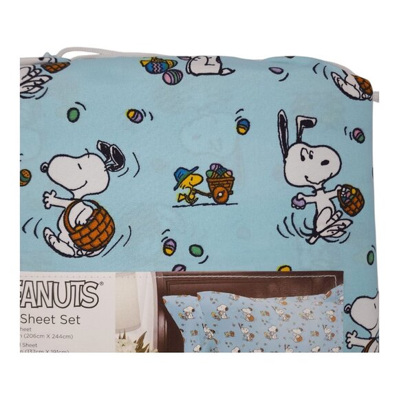 Peanuts Snoopy Full Sheet Set by Berkshire Blue Easter Basket Eggs - Picture 5 of 8